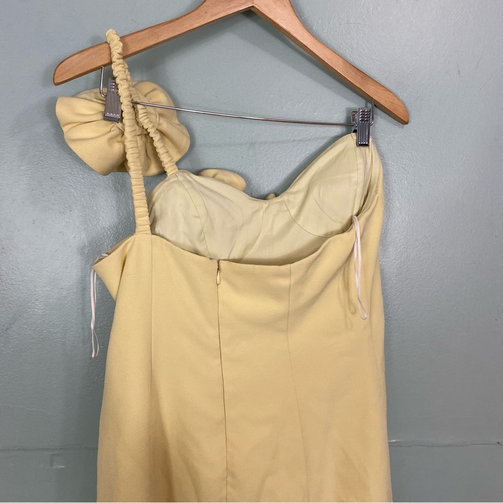 The Wolf Gang Flores Rose Floral Applique Yellow One Shoulder Dress XL - Picture 8 of 10